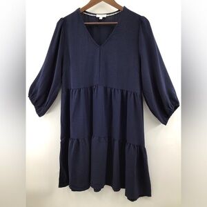 Umgee Deep Navy Tiered Mini Dress